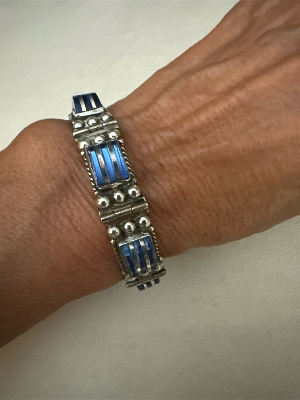 Vintage Hecho En Mexico Plata 925 Silver/Blue Bracelet